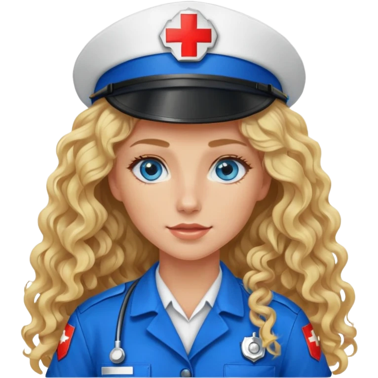 Ambulance driver girl with long curly blonde hair and blue eyes  emoji