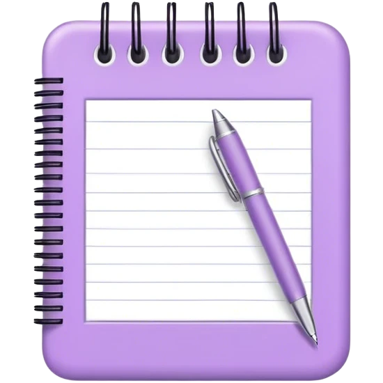 Light purple notepad with pen emoji
