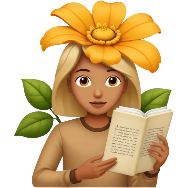 someone who's reading a panel to learn about a big tree/plant/flower emoji