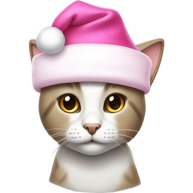 Cat with a pink Santa hat emoji