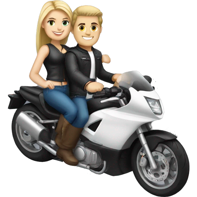 White man with a good looking white girl riding on a motorcycle  emoji