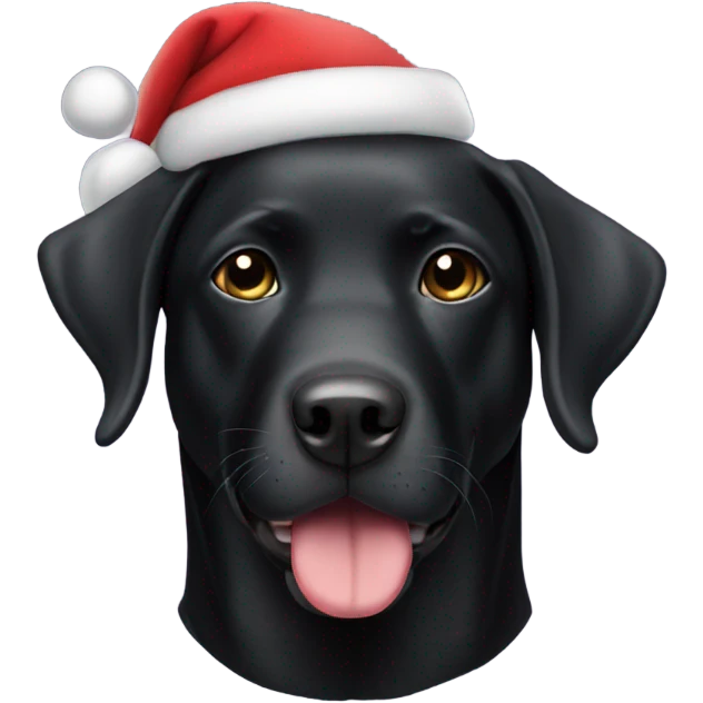 Black lab wearing Santa hat emoji