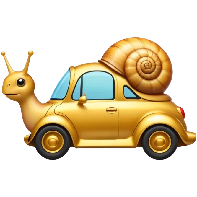 Golden snail driving a car ￼ emoji