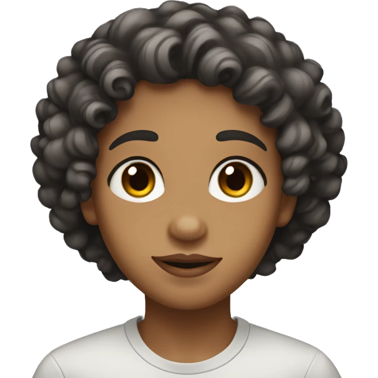 curly black hair, big brown eyes, full lips emoji