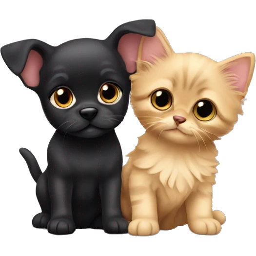 Yorkshire puppy with a Bombay kitten best friends  emoji
