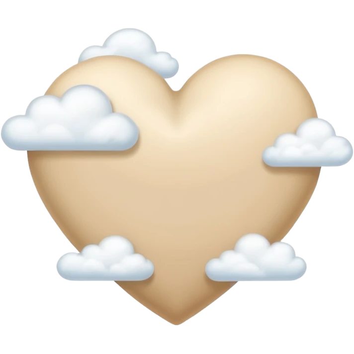 Soft beige heart with clouds INFRONT of it emoji