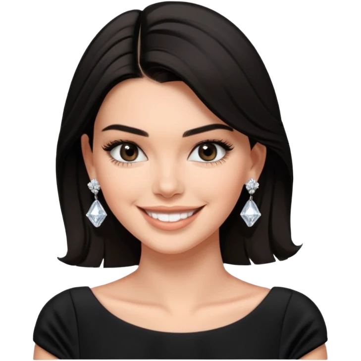 kendall jenner wear diamond earrings, black dress emoji