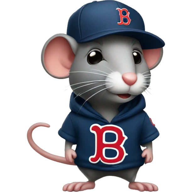 rat side profile full body with red sox hat emoji