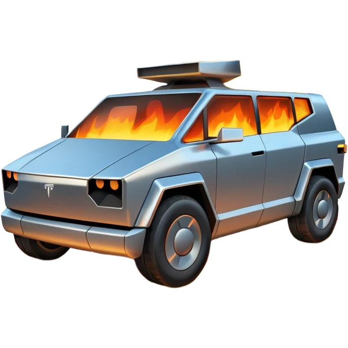 Tesla Cybertruck on fire  emoji