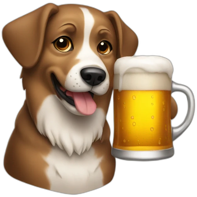 Dog drinking beer emoji