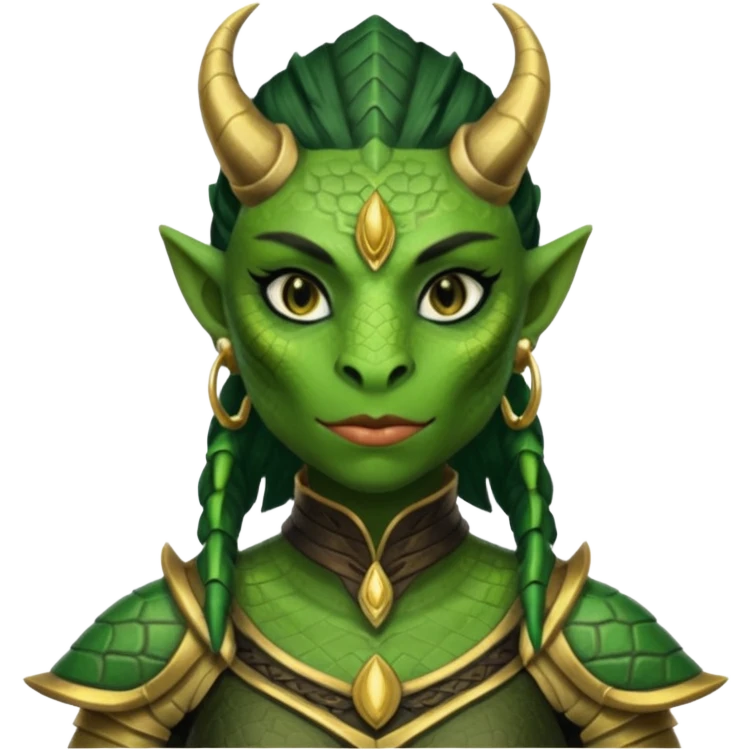 ESO female Argonian warrior with lashes and earrings emoji