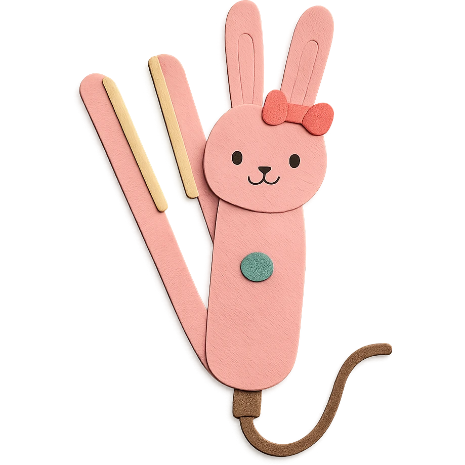 cute bunny-shaped hair straightener, tiny bow, gentle happy face, soft pink, full-body emoji