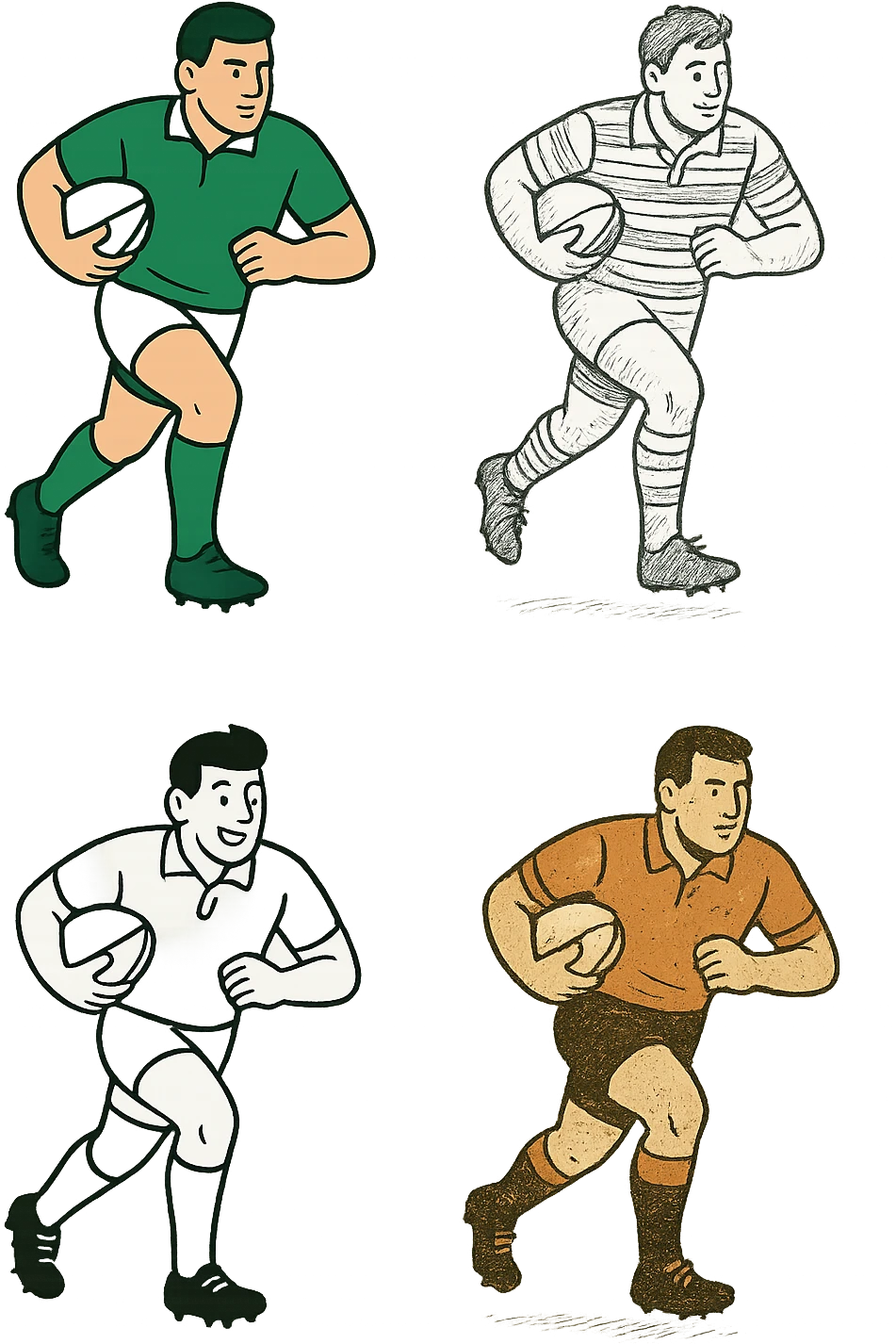 rugby player, varied simple style emoji