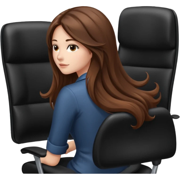 Woman from the Back of head with long hair sitting on an office chair emoji