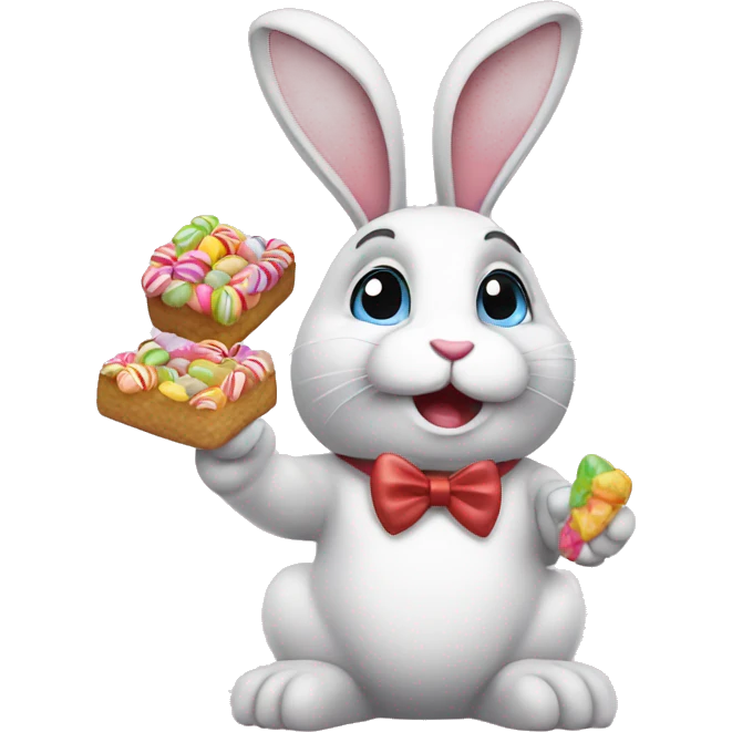 Rabbit with sweets emoji