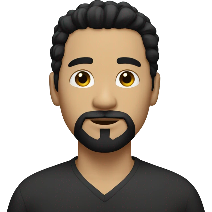 full man with goatee, white skin, black hair emoji
