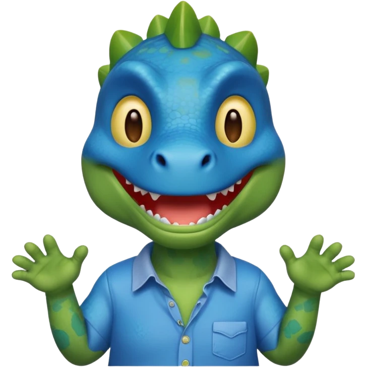 blue Dinosaur wear shirt, front face emoji