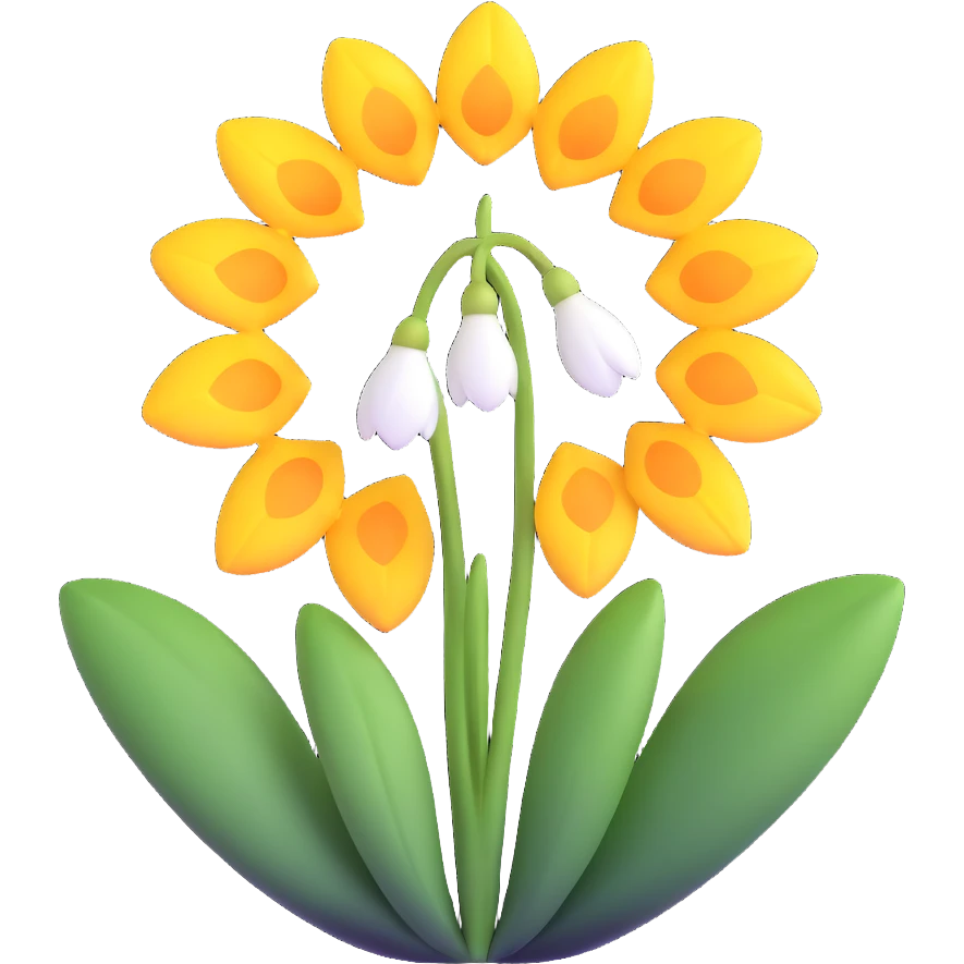 snowdrop flower with sun emoji