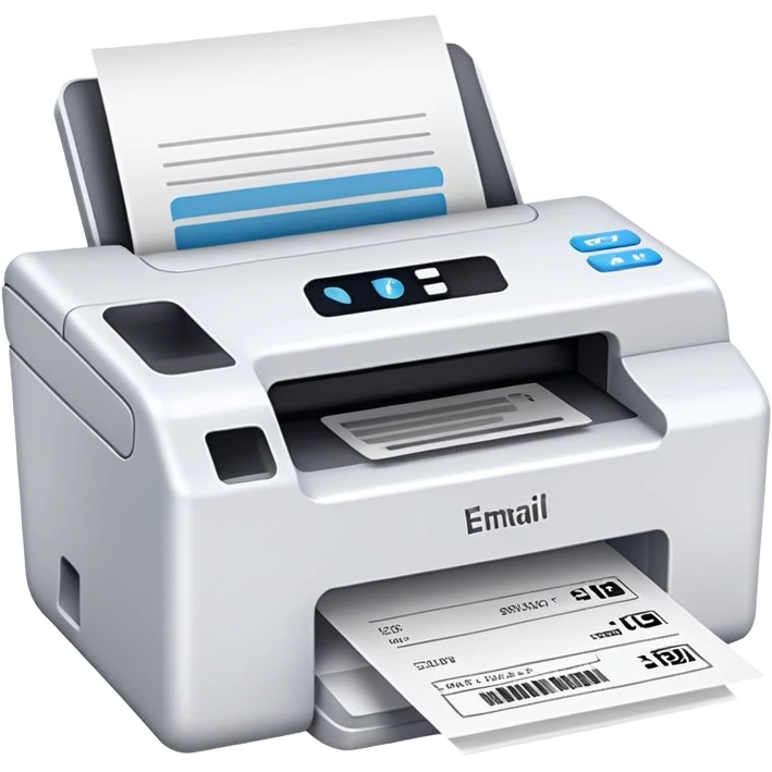 email e-receipt and paper receipt in a white and white basket, and small printer printing receipt emoji