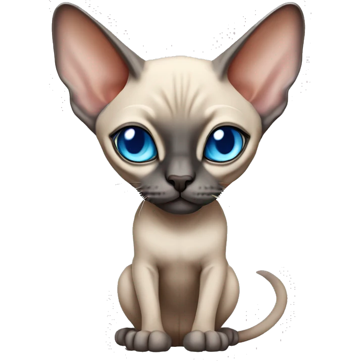 Siamese Sphynx  cat with blue eyes full body emoji