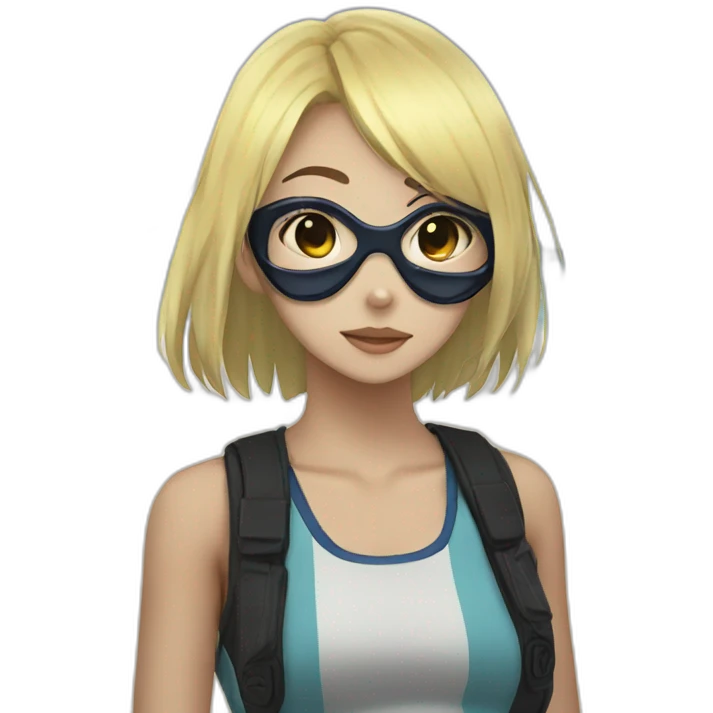 Anime girl with seaside gang mask  emoji