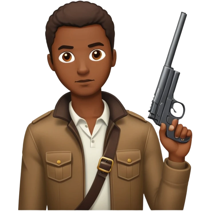 black man with a gun emoji