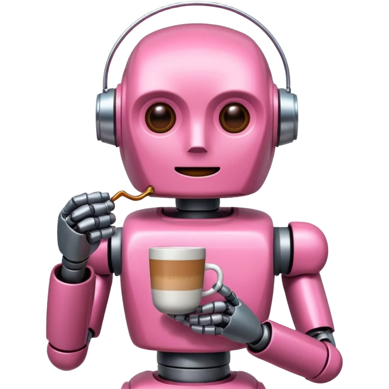 pink robot drink coffee emoji