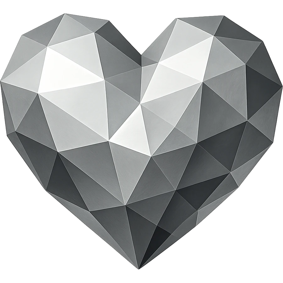 heart with a metallic silver finish, digital illustration style, no background emoji
