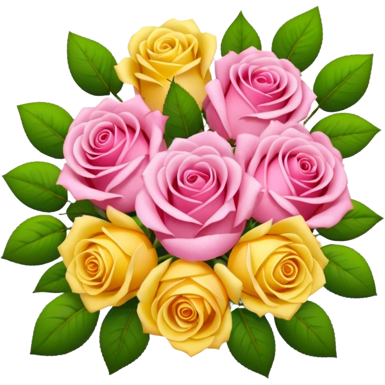 A bouquet of flowers, composed of pink roses and yellow roses. emoji
