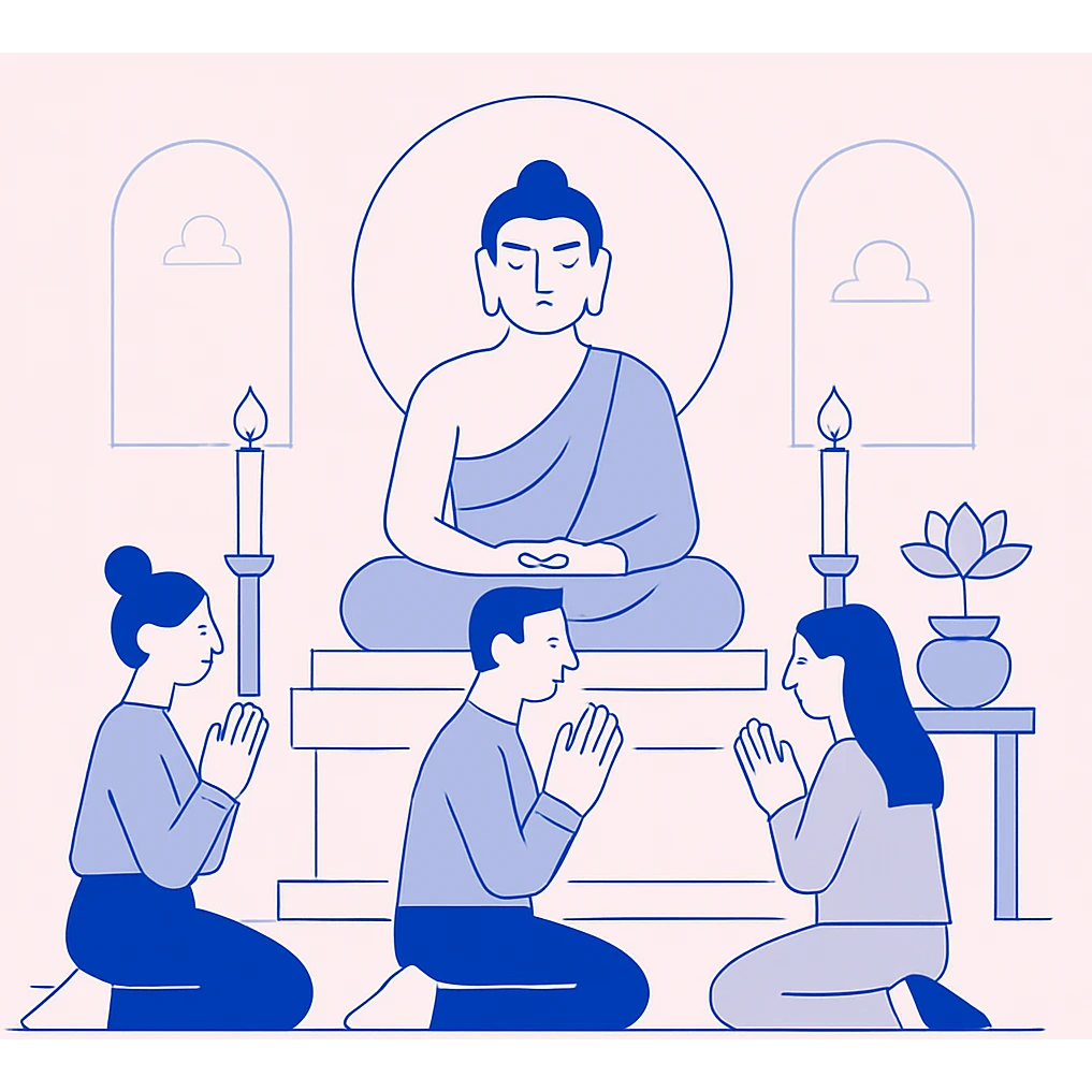 people praying in a Buddhist temple emoji