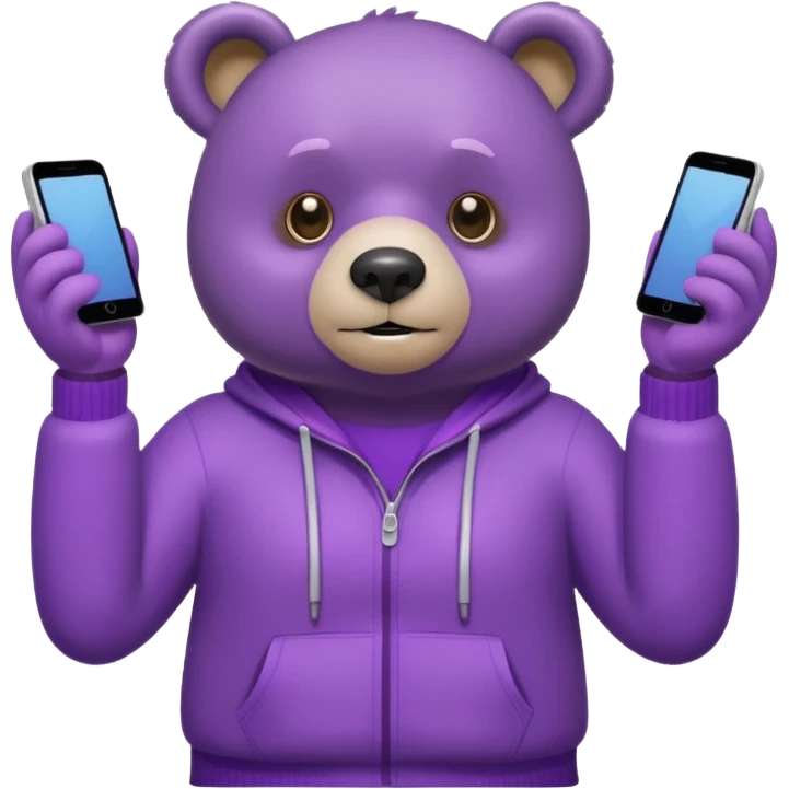 خرسی که لباس هاش بنفشه و کارای خود مراقبتی انجام میده emoji