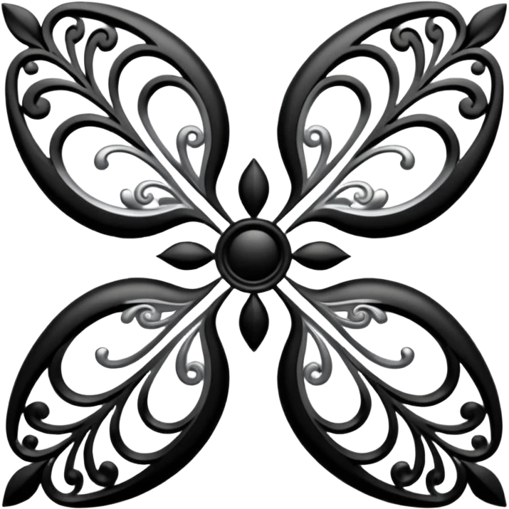 Black and silver filigree design, 3D, extremely detailed design emoji