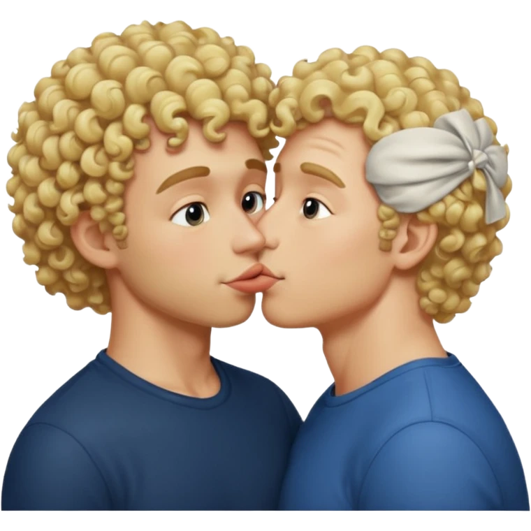 Blonde curly guy kissing on a butt emoji