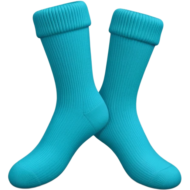 A 3D cartoon pair of cozy knitted socks with ribbed pattern and soft texture, folded neatly, Memoji-style rendering. emoji