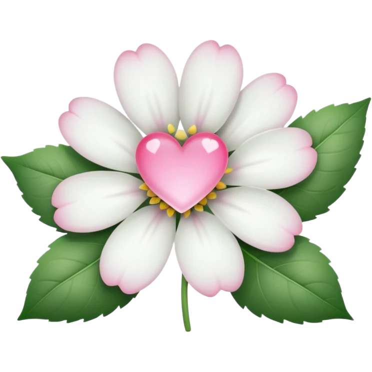 clear white leaf flower with mini pink heart center emoji