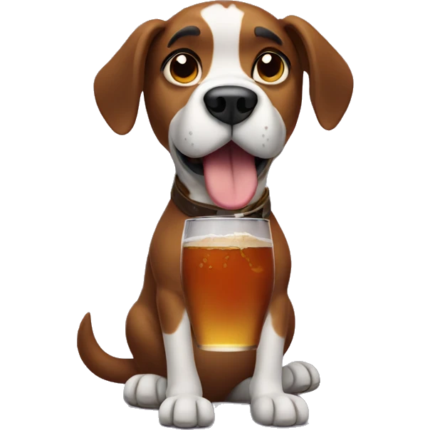 Dog holding rum emoji