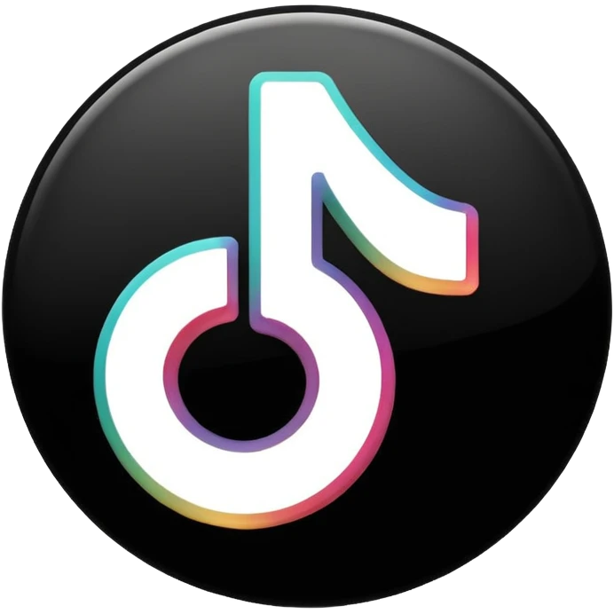 fais moi le logo tiktok en brillant stp noir et blanc emoji
