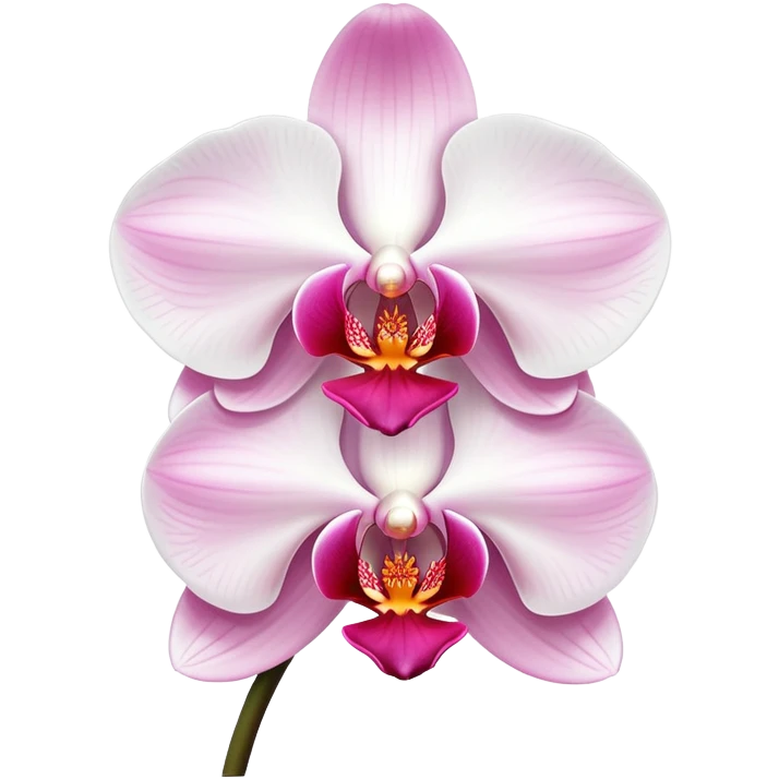 Exquisite phalaenopsis moth orchid with pure white petals and subtle pink center, single bloom emoji