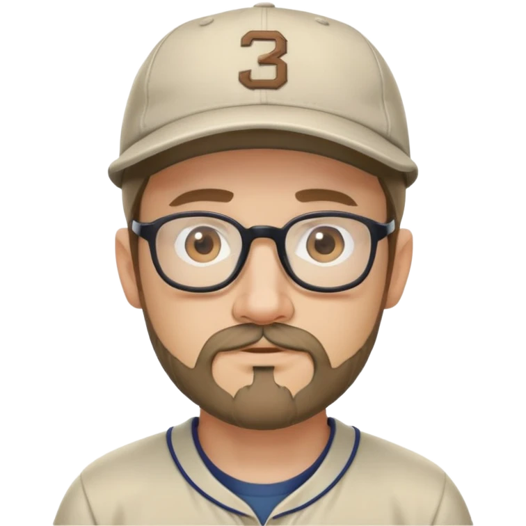 adventurer with goatee beard (no beard on cheeks), short hair, glasses and backwards baseball cap emoji