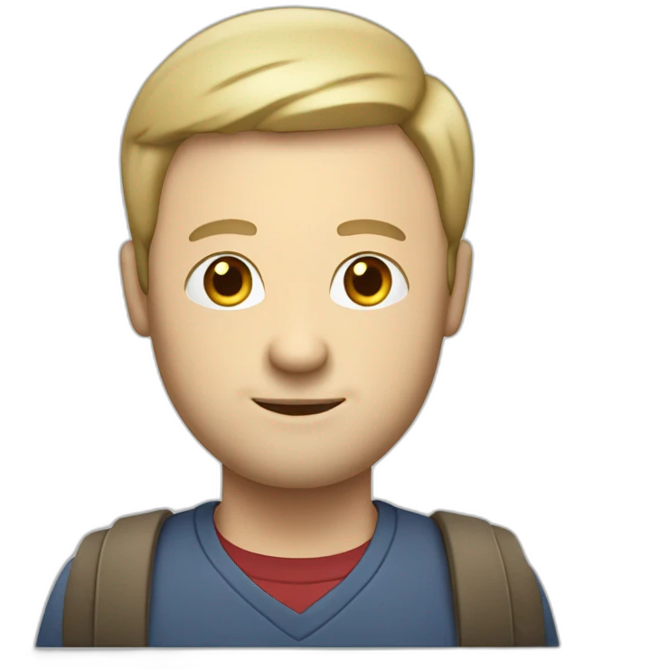 white male with small beard and almost bald  smart casual blue shirt holding papers full profile emoji