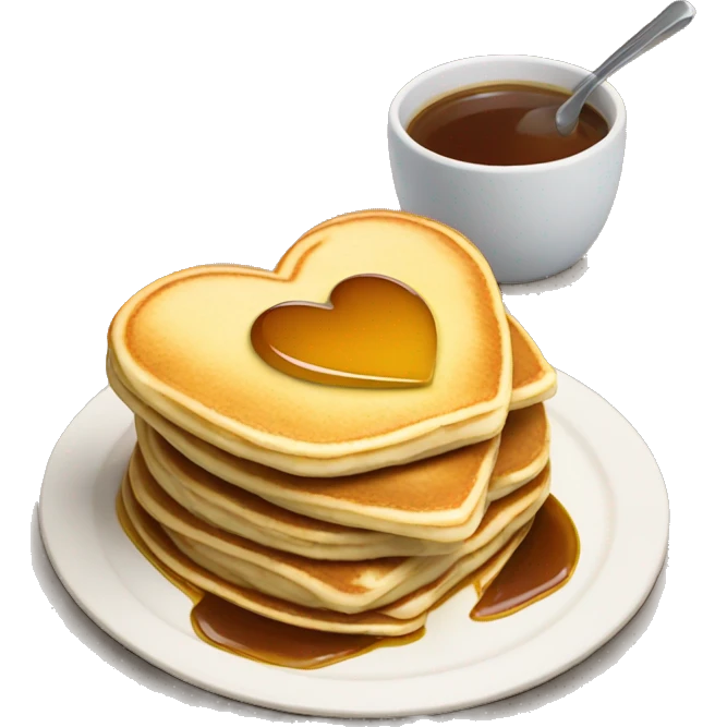 Heart shaped pancakes with butter and syrup  emoji
