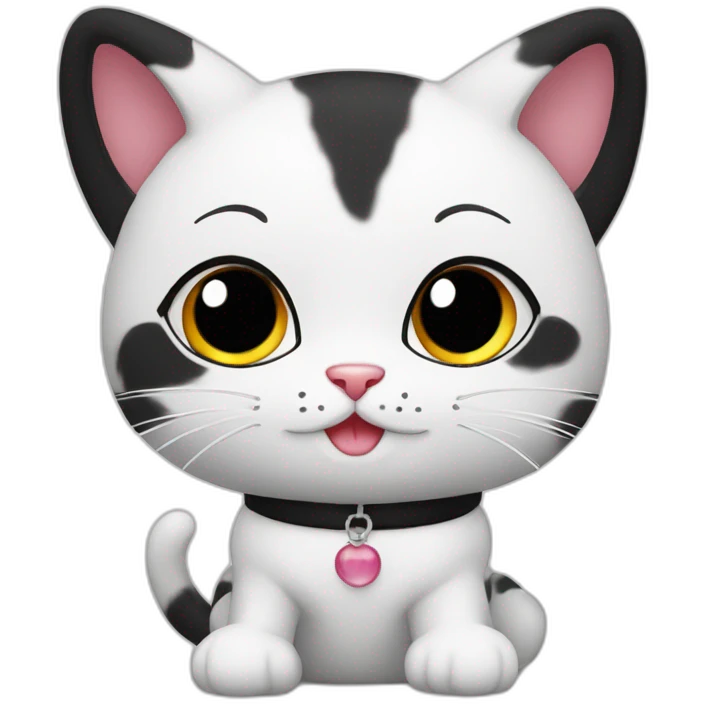 Cute cat black-white with custome New Year emoji