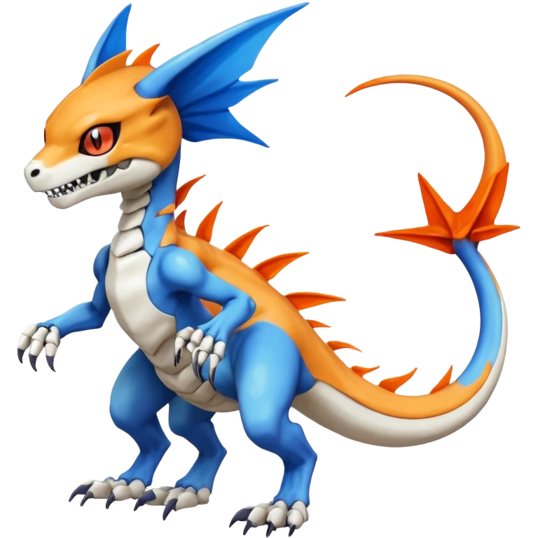 Skeletal Koraidon-Veemon-Digimon-Latias-Peppercat-Pokémon-Flamedramon-fusion-creature, Full body  emoji