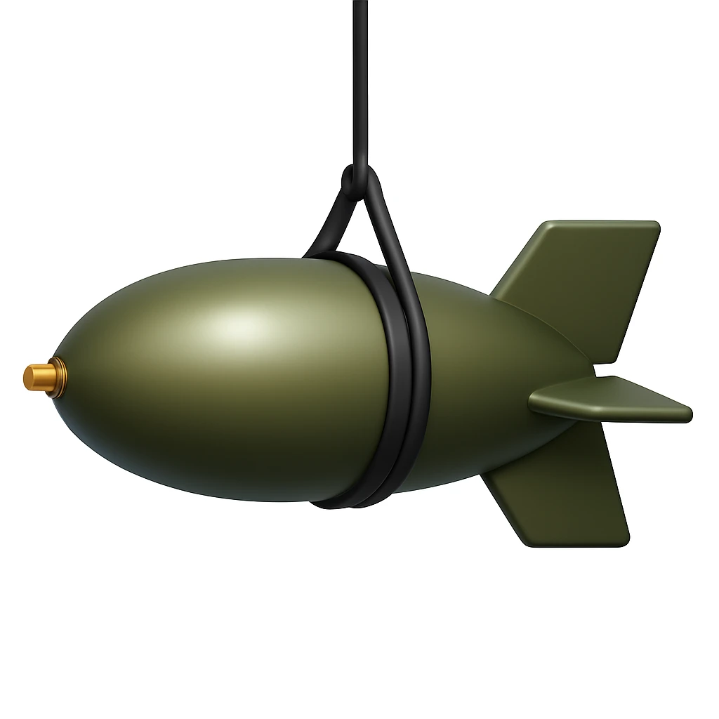 Create an emoji that looks exactly like the reference image in iOS emoji style. The emoji should have 3D appearance, shiny surface, smooth gradients, soft shadows, and a realistic bomb shape with a classic emoji look. Add a subtle highlight to the body of the bomb. emoji