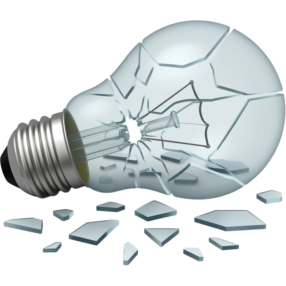 ampul patlamış ve parçaları dağılıyor emoji
