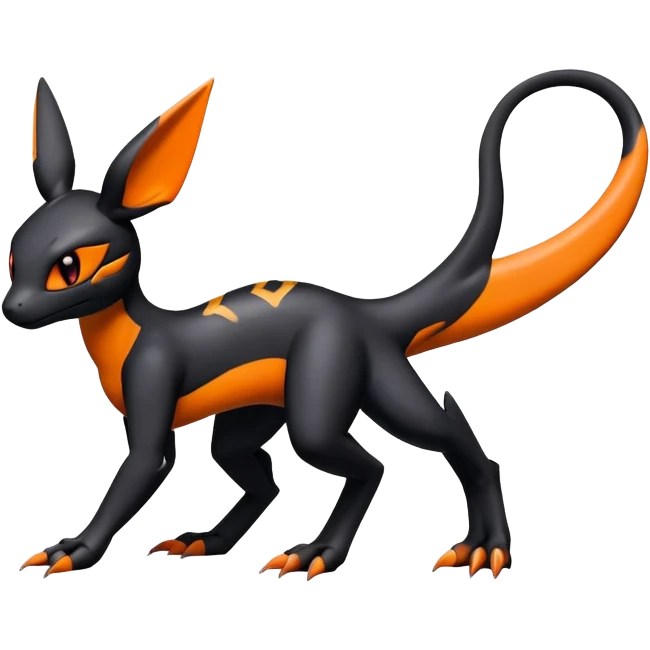 Cute Shiny Guilmon-Salandit-Umbreon-Fakémon-hybrid-creature (full body)  emoji
