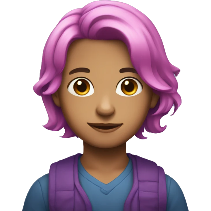 young boy with shoulder length pink, blue, and purple hair  emoji