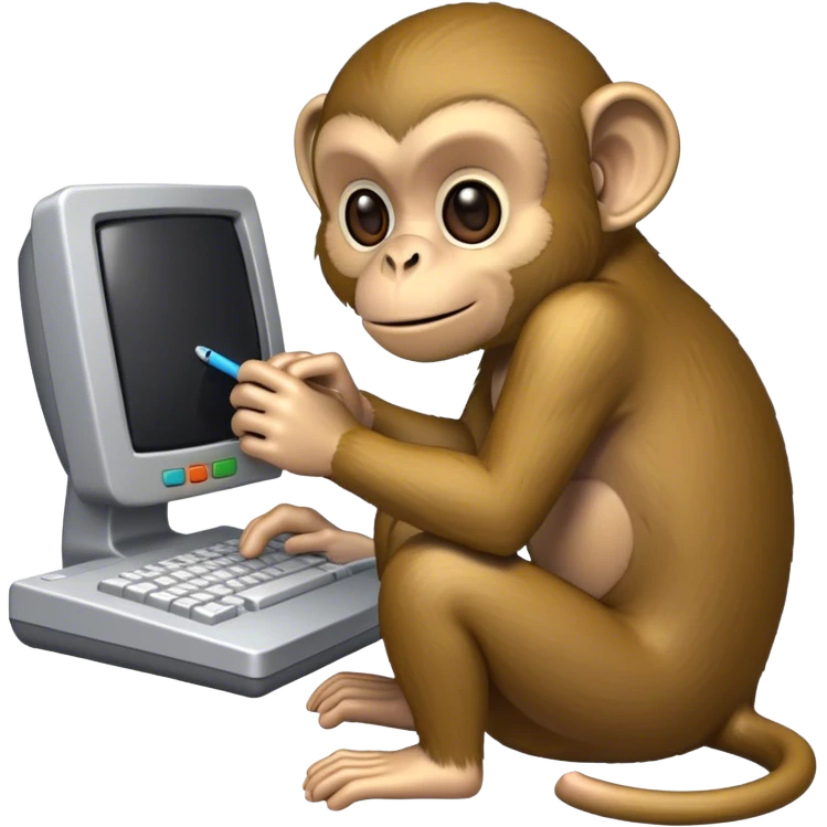 monkey using 90's computer emoji