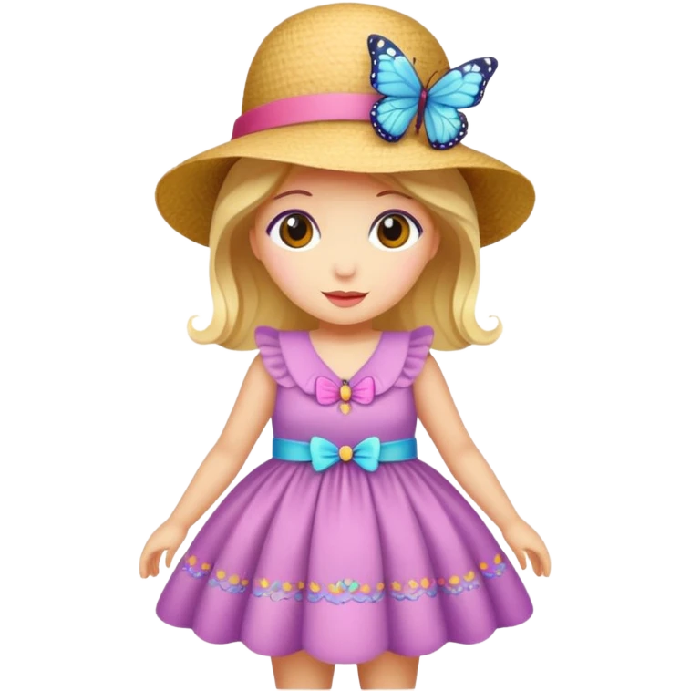 Butterfly￼wearing a hat and a dress  emoji