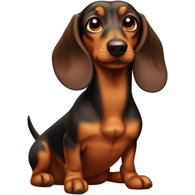 Judgy daschund squinting emoji